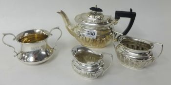 A three piece silver bachelor tea service, 14.51oz also a sterling silver and gilt twin handled