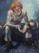 BARRY LEIGHTON-JONES  (1932-2011) oil on canvas `Clown`, signed 120cm x 92cm