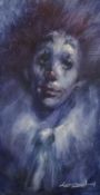 BARRY LEIGHTON-JONES  oil on canvas `Clown` signed, unframed 77cm x 40cm