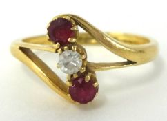 18ct ruby and diamond ring, size, N