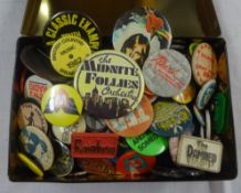 Collection of various pop pin badges 1960s onwards