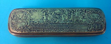 Early Danish ornate box inscribed `1778`, 15cm x 4cm