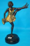 Bronze and gilt sculpture `Dancer` inscribed `Bizach`, 36cm