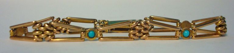 A 9ct gold bracelet set with turquoise