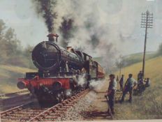 After Terence Cuneo open print `Steam Train`, four other railways prints and still life prints