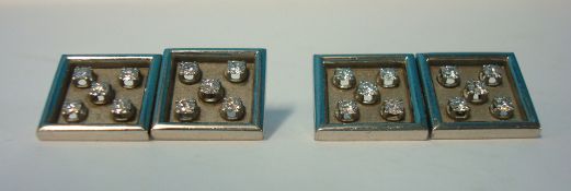 Pair 18ct white gold and diamond cufflinks