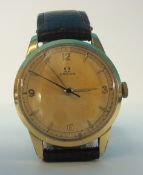 A Gents Omega wrist watch with leather strap
