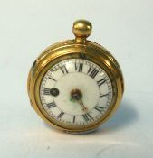 18ct miniature pocket watch, early 19th century with key wind movement, J M , JAS Cock, London