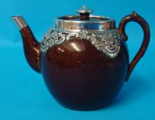 A silver mounted tea pot, Birmingham 1907