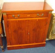 Small modern yew wood side cabinet