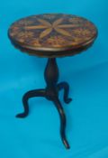 Victorian tripod table with marquetry inlaid tip up top