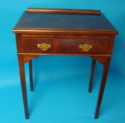 Georgian mahogany side table fitted with single drawer with brass drop handles