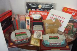 MANCHESTER UNITED MEMORIBILIA including three stadium models (two Old Trafford, One Wembley),