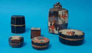 John Maltby miniature box and square cover and five other similar Studio boxes