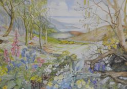 KEITH.B.GATLEY (Salcombe Artist) pair of signed water colours including `Spring Morning` 54cm x