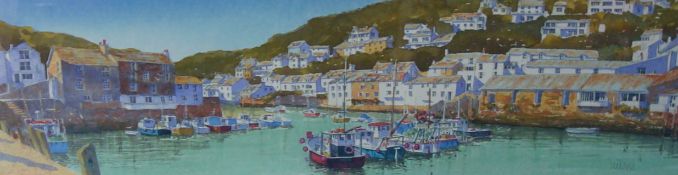 Print of Polperro Harbour signed