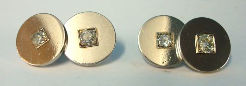 Pair 18ct white gold and diamond cufflinks