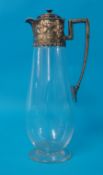A Victorian silver and glass claret jug, 30cm