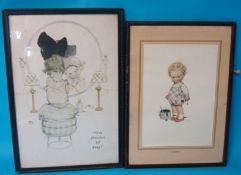 Two MABLE ATTWELL prints, 37cm x 25cm