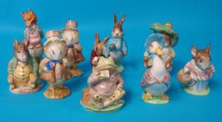 Ten Beatrix Potter figures including Benjamin Bunny, Mrs Littlemouse, Geminma Puddleduck, Peter