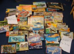 Large collection of model kits including military aircraft, Frog, Airfix etc