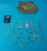 Various costume jewellery including brooches etc, Bowden`s enamel brooch, boxed