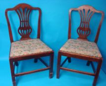 Pair of Georgian country oak splat back side chairs