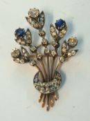 Victorian sapphire and diamond flower spray brooch