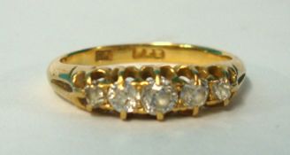 18ct five stone diamond ring, size K
