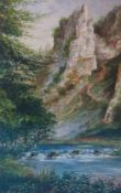 A pair of watercolour painting signed John Thornley `River Scenes` and miniature watercolour of `