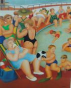 BERYL COOK (1922-2008) signed print `Bathing Pool`, 47cm x 38cm