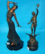 Reproduction Art Deco figure, 39cm and another figure (2)