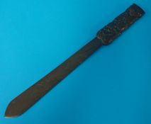 A Chinese bronze? Decorated paper knife, 29cm