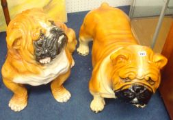 Two large pug statues (one resin, one ceramic), tallest 56cm