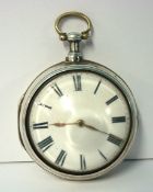 A large silver pair cased pocket watch with fusee movement by J.M.Davy of Fakenham