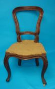 Set of four Victorian mahogany framed dining chairs (for reupholster) with Liverpool cabinets