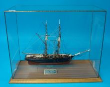 Model Boat `Express` hand built Trading Schooner in cabinet