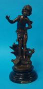 French bronze figure after A.Moreau ` Combats Coqs`, 40cm