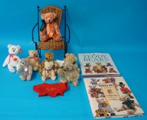 Small Steiff teddy bear and other TY bears (8) t/w books etc