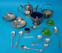 Various silver plated wares including pair of heavy scallop shell dishes also flat ware etc