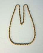 9ct gold rope twist necklace approx 7.6g