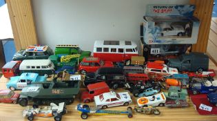 Collection of loose diecast models including Dinky Toys Tank Destroyer also two boxed Corgi models