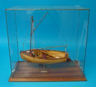 Model Boat `Buzzing Bee` wood Dingy in cabinet