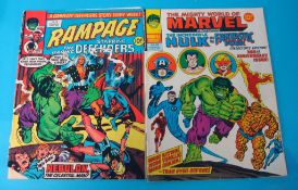 Collection of various Marvel Comics including Fantastic Four, Captain America, Incredible Hulk,