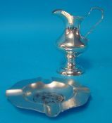 A silver cream jug 3.60oz t/w a sterling silver (Hong Kong) ashtray
