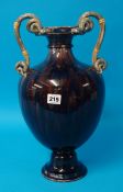 Large urn vase, Greek style, with snake twin handles 41cm high