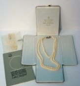 Mikimoto cultured pearls with booklet (one strand broken) t/w Mikimoto pearl earrings