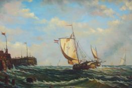 20th century marine oil on canvas indistinctly signed, 60cm x 89cm