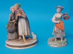 A Dresden porcelain figure and another, 14cm high