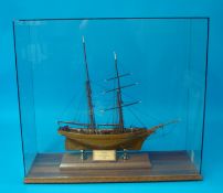 Model Boat `Carried` Schooner original built 1896 in cabinet